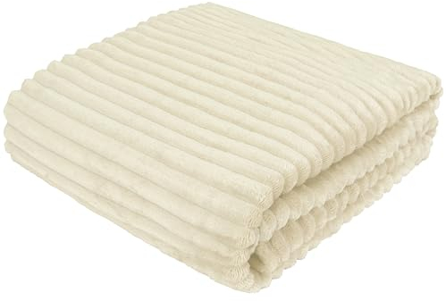 Cotton Market Wohndecke 220 x 240 cm Weiche Kuscheldecke mit Feiner Prägung Flauschiger Bettüberwurf Elegante Sofadecke Warm Pflegeleicht