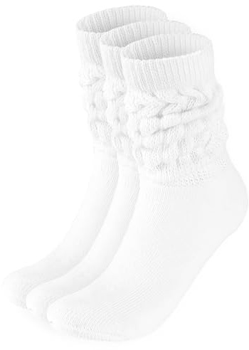 BRUBAKER 3 Paar Slouch Socken - Damen Schoppersocken für Sport und Freizeit - Lässige Retro-Socken für Frauen - Scrunch Knit Baumwollsocken