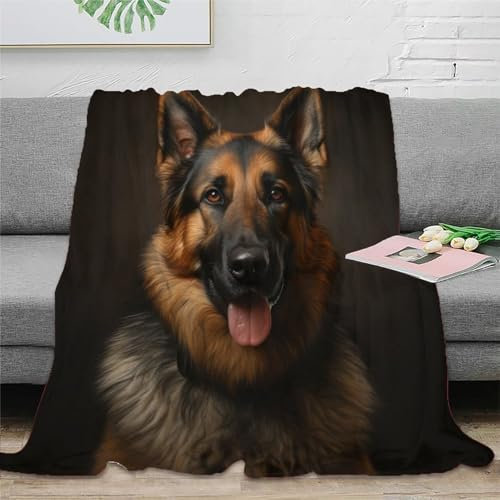 Deutscher Schäferhund Decke Fleecedecke,3D Haustier Hund Kaschmir-Gefühl Kuscheldecke Geeignet Für Kinder Erwachsene Bett Oder Sofa 60x80inch(150x200cm)