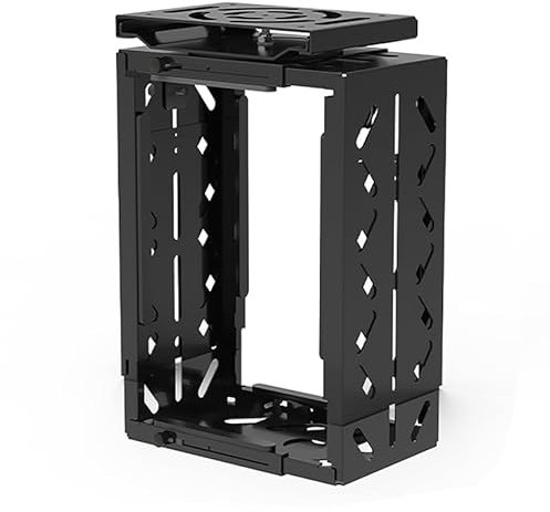 Luminexia Soporte CPU Bajo Mesa,Cart CPU Holder,Soporte de Mesa para PC,Soporte para Caja de Ordenador de Sobremesa,180 ° Giratorio,Altura y Ancho Ajustables,Carga Máx de 15 Kg,Negro/Blanco,2 tamaños