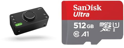 Audient EVO 4 USB Audio Interface sound card for music production, 2 in / 2 out USB audio-interface & SanDisk 512GB Ultra microSDXC card + SD adapter up to 150 MB/s with A1 App Performance UHS-I