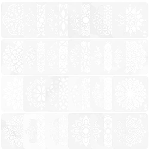 SEWOART 24St Mandala-Vorlage Multifunktionsschablonen Blumenzeichnungsvorlage abwaschbare Farbe Malvorlagen Zeichenschablonen aus Kunststoff Graffiti Wandgemälde Zubehör