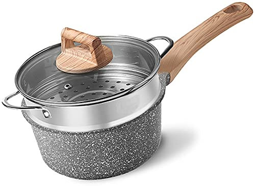 OHaGin Kleiner Milchtopf/Dampfgarer/Suppentopf, Instant-Nudeltopf aus Stein, ergänzender Lebensmitteltopf, Gasherd, geeignet für 16 cm