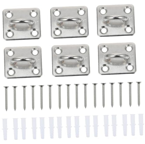 TOPPERFUN 6stücke Edelstahl Türhaken mit Vierkant-befestigungsplatten Robuste Hakenbasen für Heimwerkerbereich Hohe Stabilität und Belastbarkeit Schlichtes Design für Verschiedene Umgebungen