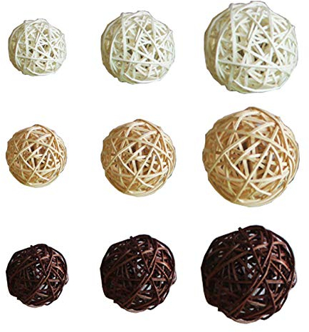 Lulullaby 30 Stück Natur Wicker Rattan Kugeln, Weidenrute Rattan Balls, Dekorative Kugeln, Kugeln Vase Füllstoffe für DIY Handwerk, Party Hochzeit Tischdekoration, Aromatherapie(Weiß, Beige, Braun)