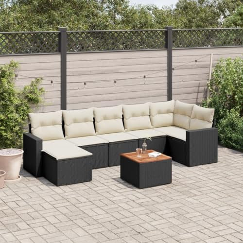 Rantry 8-TLG. Trädgårdssoffa med kudde, trädgårdssoffa med förvaring, trädgårdsloungebalkongmöbler, trädgårdsmöbler, hörnsoffa, loungesoffa, rottingsoffa, sittgrupp med trädgårdsbord, trädgårdssats