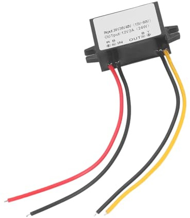 Convertitore CC CC 24V 36V 48V a 12V 2A 24W, Riduttore di Tensione Regolabile IP67 Step Down per Striscia LED Motore - Alta Efficienza 96%