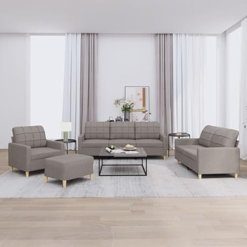 Gecheer Set da 4 pezzi, divani, soggiorno, moderno, con 6 posti, con poggiapiedi, tessuto, talpa, divano in tessuto moderno, sedia divano a 2 posti divano a 3 posti poggiapiedi per soggiorno tessuto