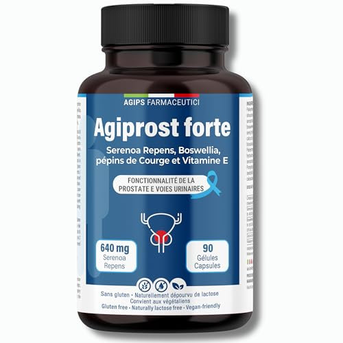 Integratore prostata 640mg SERENOA REPENS | Saw Palmetto Integratore per la Prostata e vie urinarie con Estratto di Zucca e Vitamina E 90 Capsule AGIPROST
