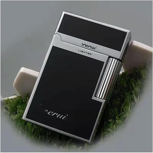Flip Cover Flint Side Slip Igniter,Classic Grinding Wheel Lighter, Open Lid Ding Sound， Adjustable Soft Flame Lighter Butane Refillable Gas Lighter, Outdoor Cigarette/Cigar/Candle Gift Box Packaging(C