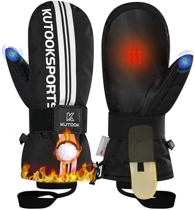 KUTOOK Guantes de Esquí Invierno Térmicos Deportivos Mujer Hombre Impermeable Térmico Impermeables Pantalla Táctil para Esquí Snowboard Patinaje sobre Hielo Senderismo Negro,L