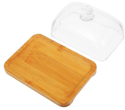 MAGICLULU Butter Dish Glass Dome Lid Rectangular Design for Countertop Display for Serving Butter Cheese and Cakes