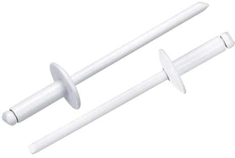sourcing map 50Pcs 1/8x3/8 Large Flange Head Blind Rivets, Zinc-Plated Carbon Steel Grip and Mandrel Cap Blind Rivets, White
