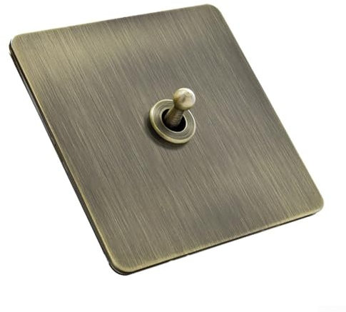 Zilimontt Wall Toggle Switch, Bronze Antique Toggle Light Switch, 1 Gang, 86x86mm, Stainless Steel, Screw Terminal, Screw Connector, Bronze Contact, OFF-NONE-ON Operation
