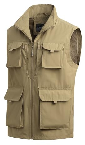 MeiLayM Herren Outdoor Weste Angelweste mit Vielen Taschen Weste Sommer Sport Weste Leicht Atmungsaktiv Weste Jagd und Fotografie Weste Multifunktionsweste Freizeit Ärmellose Jacke