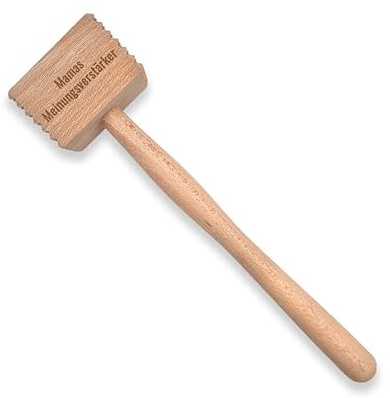 nox light personalisierbarer Fleischklopfer aus Buchenholz, 5 x 5 x 8 cm, 32 cm lang, FSC-Zertifiziert Geeignet als Geschenk, Spaßartikel, Spaßgeschenk