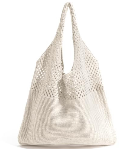 VerLuky Strandtasche,Beige Tote Bag Damen,Geflochtene Tasche für Den Sommer,Strohtaschen Damen Boho,Beach Bag für the Beach,Reisen,Arbeit,Schule