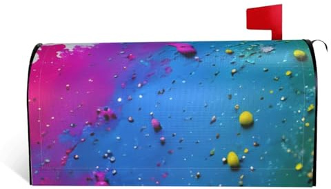 Paint Splatter Backdrop Print Mailbox Cover Magnetic Mailbox Wraps Post Letter Box Cover Standard Size 21x18 in