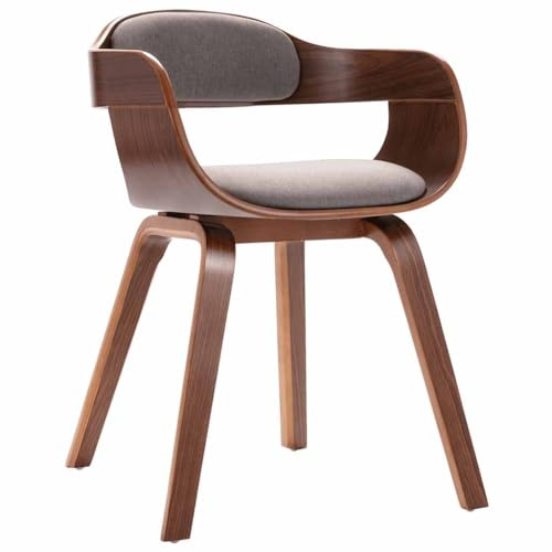Qnhdfrt Esszimmerstuhl Taupe aus Bugholz und Stoff - Bequemer & robuster Küchenstuhl mit gepolsterter Sitzfläche für Esszimmer und Wohnzimmer