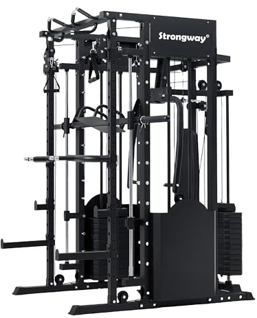 Strongway Multi Gym Smith Machine with Weights - Multifunction Home Gym (265.5KG - With Butterfly Chest Press)