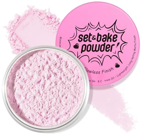 Setting Powder Makeup | Set Bake Powder | Lightweight Natural, Translucent Face Loose Powder to Set Makeup Foundation or Concealer (#3 Pink, 0.7 oz)