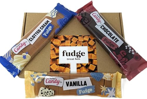 Fudge Treat Box - Letterbox Size Sweet Fudge Gift Selection Box, Chocolate, Vanilla & Clotted Cream - Present for Birthday, Christmas etc
