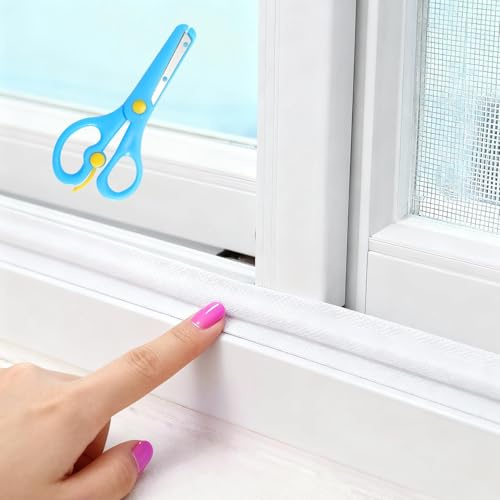 VOSSOT 3 PCS Fensterdichtung, Fenster Zugluft Selbstklebend, Flügelfalzdichtung, Fenster Abdichten Zugluftstopper von Spalten 2-7,5mm für Zugluft Kollision Siegel mit Schere(Weiß, 6M)