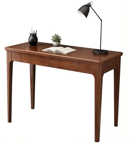 Scrivania moderna in legno massello di metà secolo, tavolo da studio con cassetto portaoggetti, per casa e ufficio compatto (100 cm)