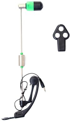 Wlinfetity Indicador de alarma de mordida de pesca con luz LED para pesca de carpa, colgador de caña de metal y plástico de 22 cm en rojo/amarillo/azul/verde (paquete de 1)