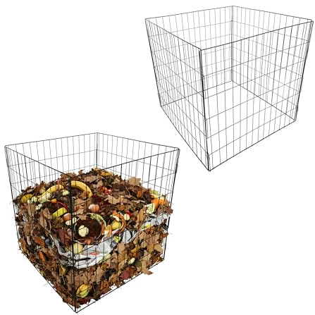 Relaxdays Metal Composter Set of 2 Garden Compost Bins Powder-Coated Wire 76x76x76 cm Black