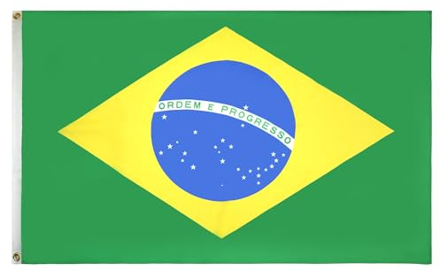 AZ FLAG Bandera Brasil 150x90 cm Brasileña Poliéster Ligero 2 Ojales | Uso interior Enseña costuras dobles y bordes reforzados con ojales metálicos