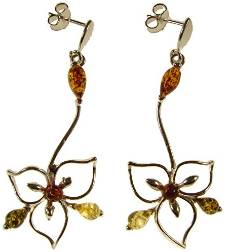 Orecchini donna in ambra naturale baltica e argento 925