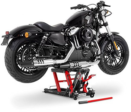 ConStands - Motorrad-Hebebühne Hydraulisch L Sicherung Rot Kompatibel mit Suzuki Bandit 1200/S, Bandit 1250/S, Bandit 650/S, DR 350 S/SE, DR 650 R/RE