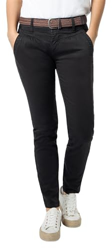 Urban Surface Damen Chino Stoff-Hose mit Flecht-Gürtel Black XL