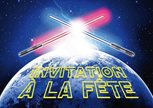 Edition Colibri INVITATION SABRES LASER, lot de 10 cartes d‘invitation en Français pour un anniversaire d‘enfant ou pour une fête Guerres des étoiles (10792 FR)
