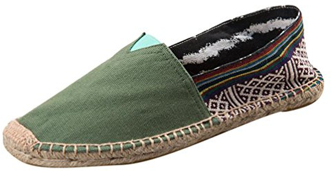 YOUJIA Espadrilles Mixte Adulte Vintage Ethnique Plat Slip-on Chaussures d'été (#2 Armée Verte, EU 42)