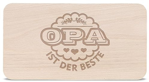 GRAVURZEILE Frühstücksbrettchen - Brotzeitbrett mit Gravur - Opa ist der Beste - Messer schonend Schneidebrett aus Holz - Geschenk für Opa zum Geburtstag Vatertag Weihnachten