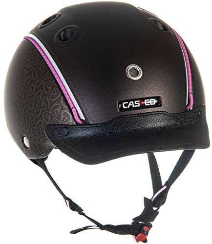 Casco Kinder Reithelm CHOICE braun metallic S (52-56cm) + MyStyle Wechselstreifen pink (rosa) reflex