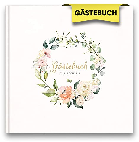 LifeDesign Gästebuch Hochzeit Geschenk Hochzeit Hochzeitsbuch Hochzeitsalbum blanko Fotoalbum Hochzeit, 21x21cm, 120 Seiten, Hardcover, stabile Fadenbindung „Gästebuch zur Hochzeit“ Hochzeitsgästebuch