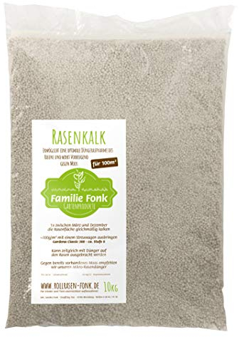 Rasenkalk 10kg für 100m² | vom Rollrasen-Produzenten Fonk | verbessert die Nährstoffaufnahme und verhindert Moosbildung