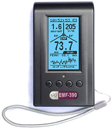 EMF Meter EMF Detector GQ EMF-390 Electromagnetic Radiation Detector 3-in1 RF Meter 5G Cell Tower WiFi 10G & Data Logging