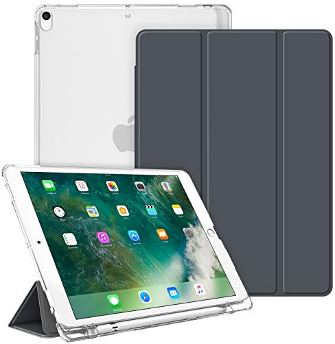 Fintie Funda para iPad Air 10.5 3 Gen 2019 / iPad Pro 10.5 2017 | [Soporte para lápices Integrado] - Trasera Transparente Mate Carcasa Ligera con Auto-Reposo/Activación, Gris Oscuro