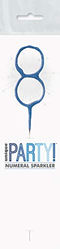 Blue Glitz Number 8 Birthday Sparkler (17cm) - Perfect for Birthday, Anniversary & Milestones Celebration - 1 Pc