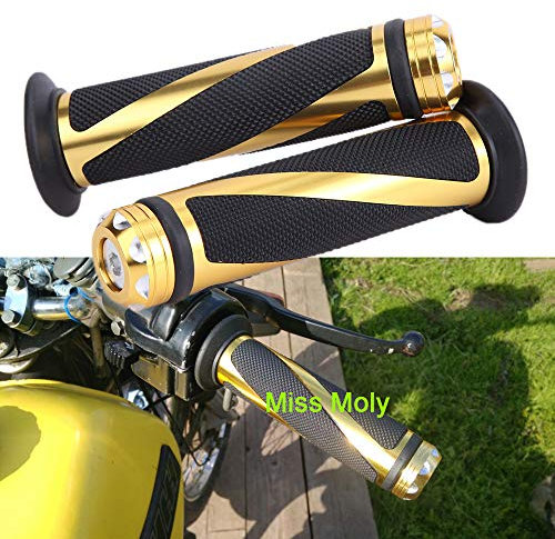 Motorrad Lenkergriffe, Universal 7/8 Motorrad Anti-Rutsch Gummigriffe(Gold)
