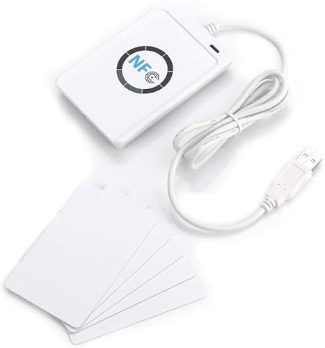 DEWIN USB NFC Reader, ACR122U NFC Reader Writer und 5 ISO 14443A/B IC Cards Weiß