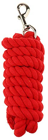 Inzopo Premium Pferdeleine, Baumwollseile, geflochten, Zügel, 2,5 m, Rot