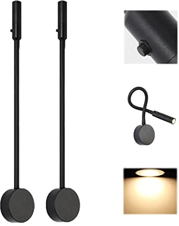 JZCDR LED Leselampe Bett Wandlampe mit Schalter 2 Stück Wandleuchte Innen Wandmontage Bettleuchte Leseleuchte 3W Bettlampe Wand Schwanenhals Lampe für Schlafzimmer Warmweiß 3000K