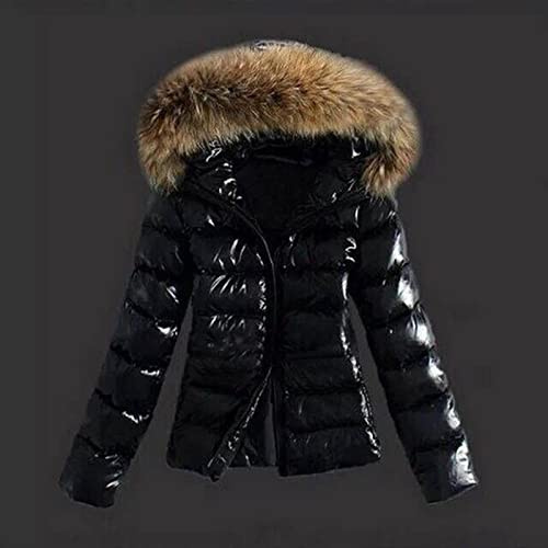 Vinterjacka Kvinnor Glänsande Down Jacka Kvinna 2021 Slank Puffer Jacka Kvinna Coat Black Brown Parkas-black,S