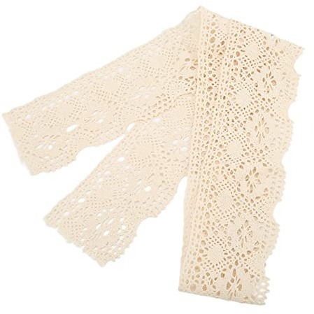 Cinta de Encaje de 10 Yardas, 8 cm/3,1 Pulgadas de Ancho, Adorno de Encaje de Ganchillo de Algodón Vintage para Manualidades, Costura, Envoltura de Regalos, Decoración de Bodas(Beige)