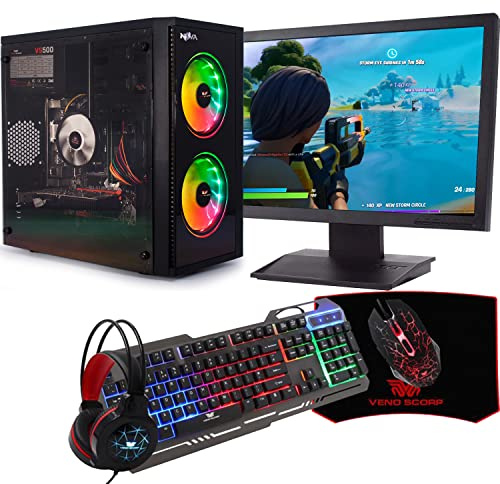 Veno Scorp ARGB Gaming PC i5, 240GB SSD, 500GB HDD, 8GB RAM, GT1030 2GB, 24” Monitor, Win 11, Wifi (Renewed)